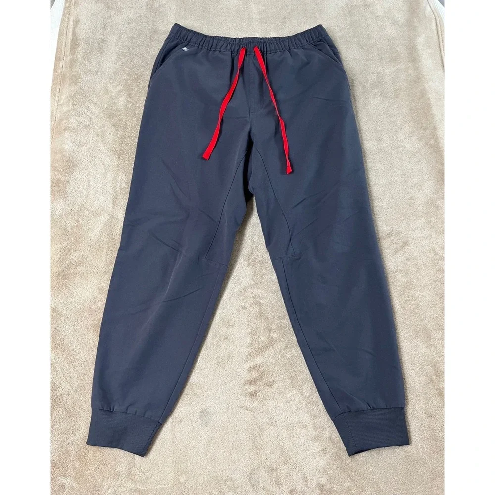 Figs Tansen Jogger Scrub Pants Men's Medium Graphite Gray Red Drawstring EUC